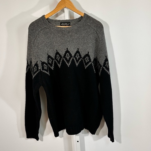 Hong Kong Eddie Bauer Lambswool Fair Isle Crewneck Sweater Outdoor Nordic XL - Picture 1 of 5